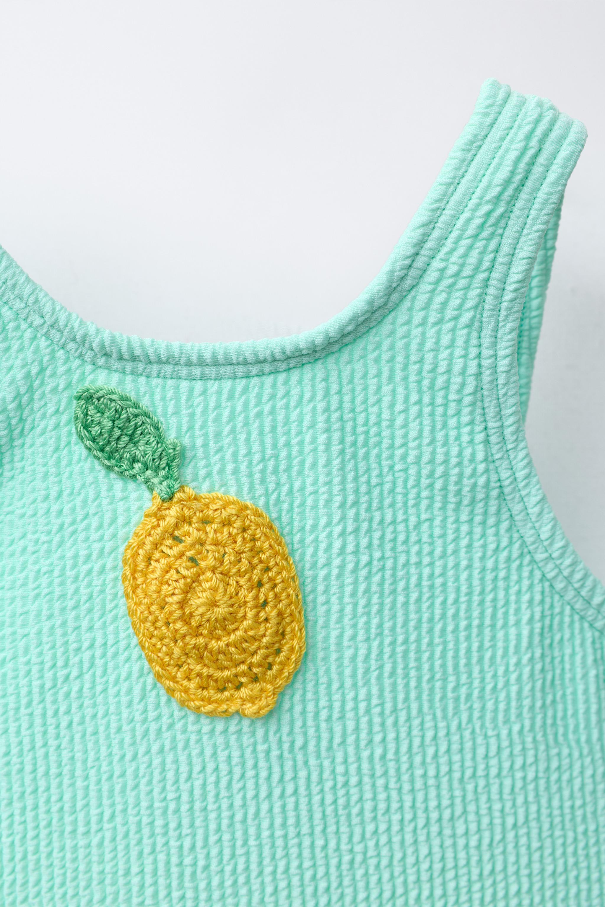 2-6 ANS/ MAILLOT DE BAIN ENTIER CITRON CROCHET